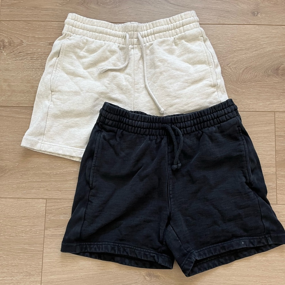 TNA Womens Drawstring Lounge Shorts in Black and White Size Small